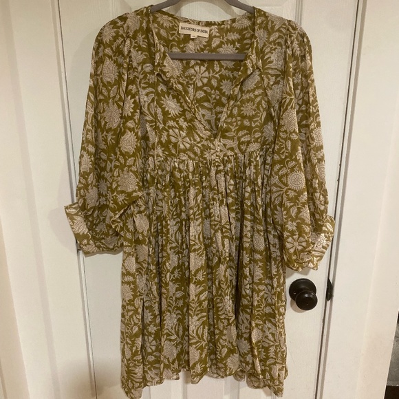 Daughter's of India "Kyra" Mini Dress in Oliva - Picture 3 of 6